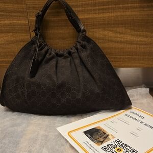 Gucci GG Brown Canvas Bag With Leather Trim